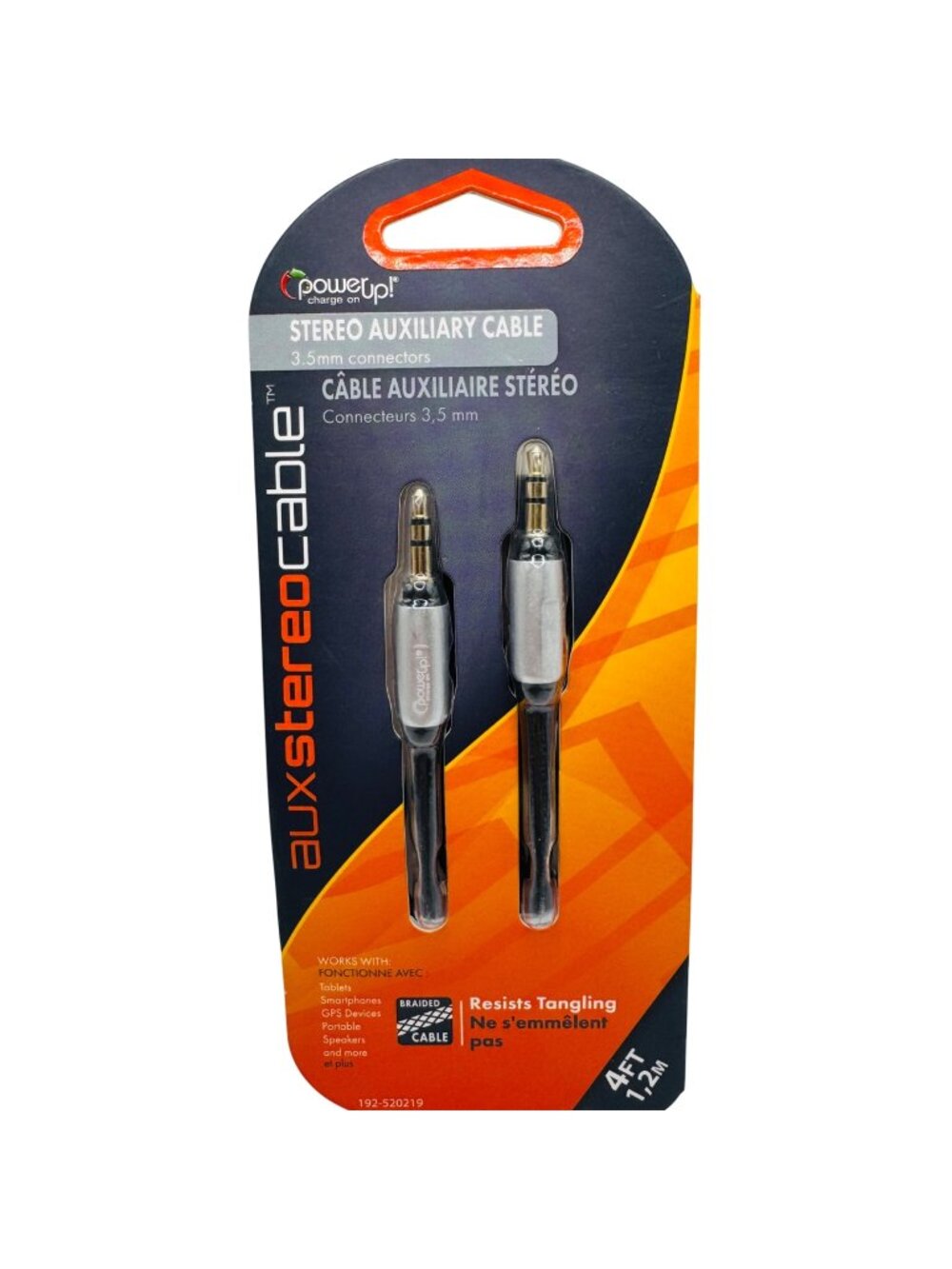 Aux Stereo Cable 4Ft Braided 3.5Mm Connectors Gold-Plated Ends For Clear Sound